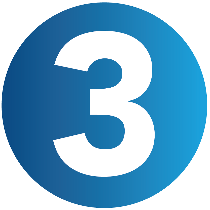 number 3 icon - blue